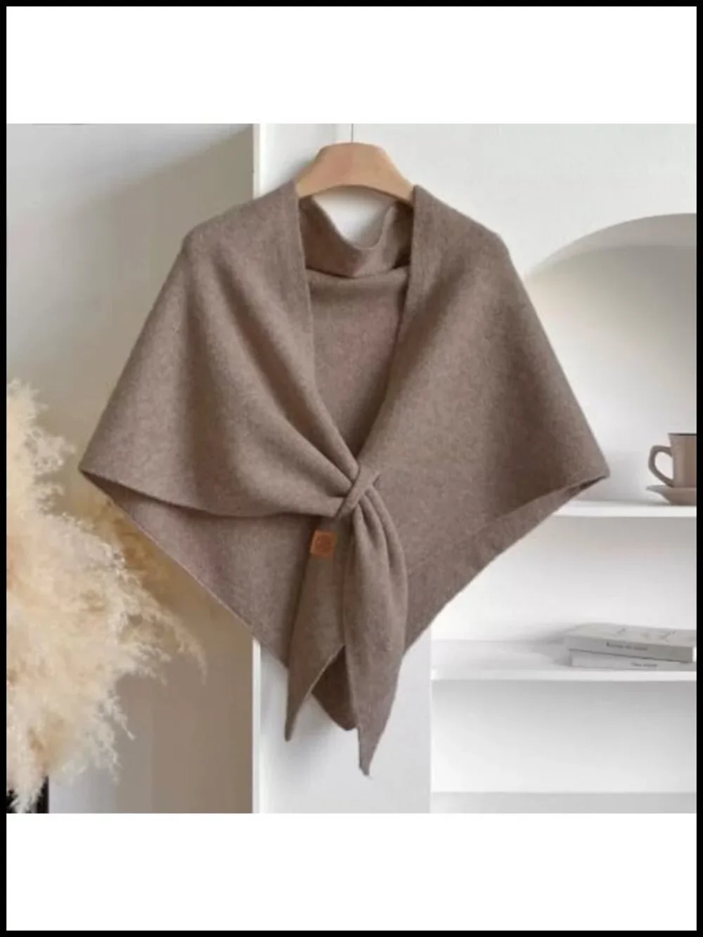 Women's Wool Blend Triangle Knit Shawl Wrap Winter Cardigan Cape